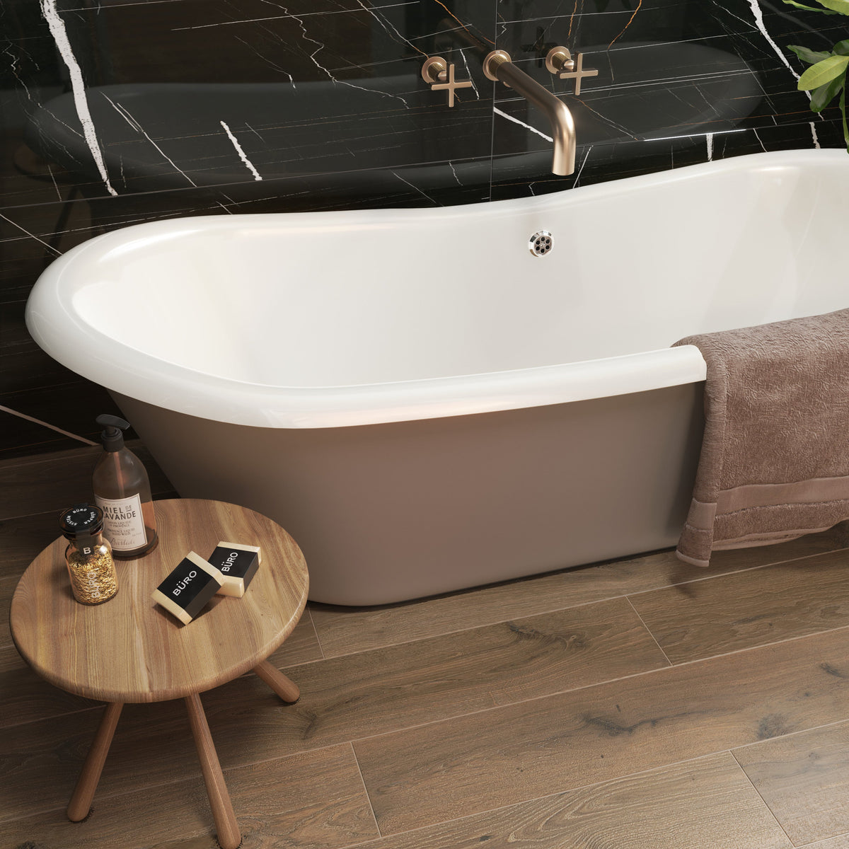 Lodge Deer wood effect tile in a bathroom