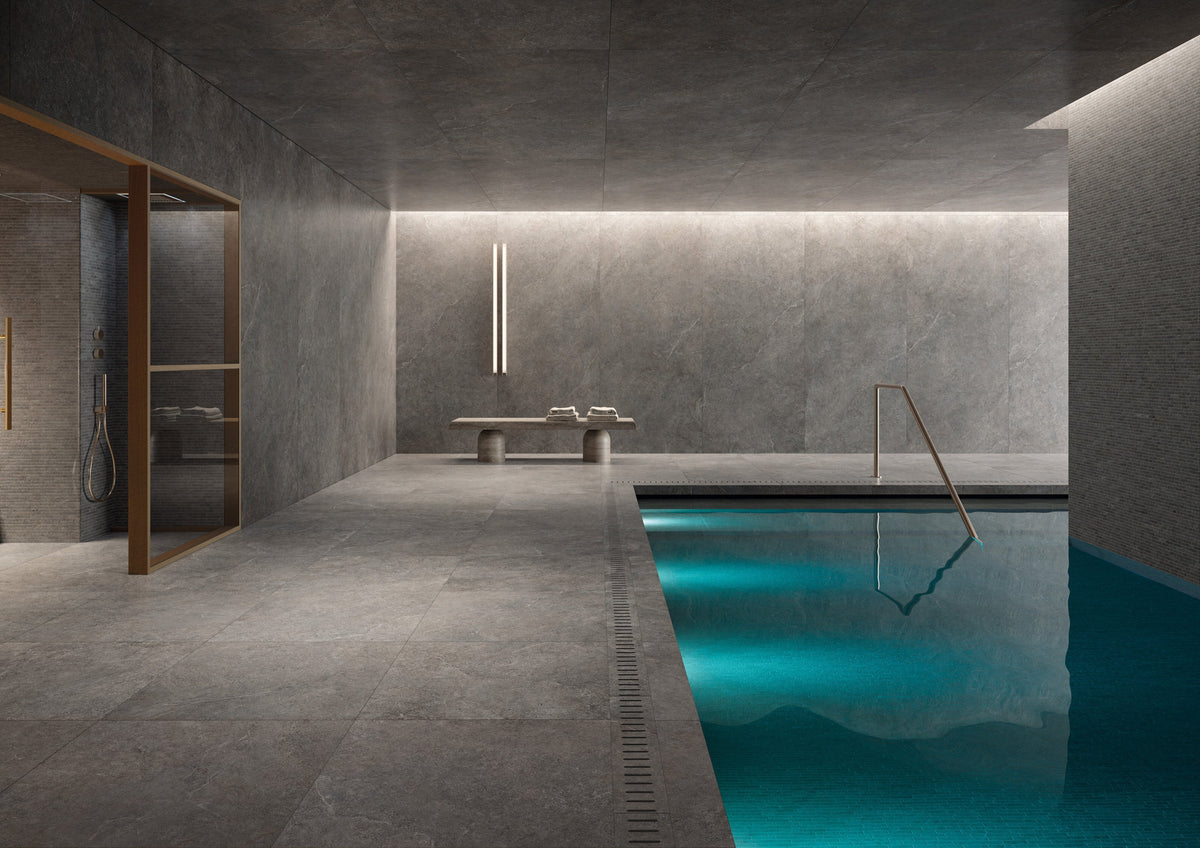 Meadowstone Flint tile in a spa