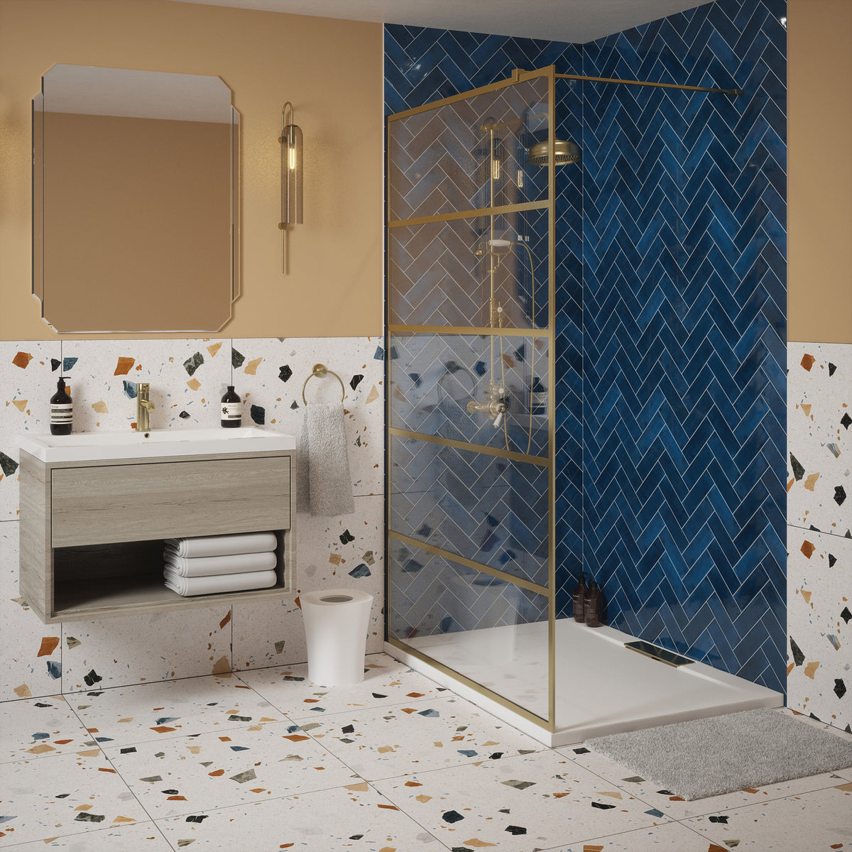 Otto Funk terrazzo style tiled bathroom