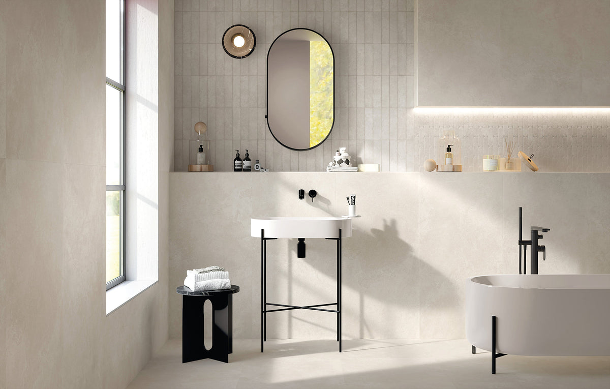 Stamford Candle tile in a bright bathroom