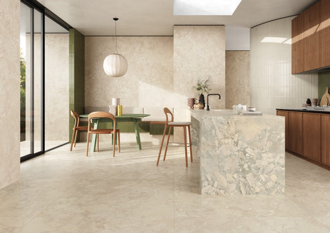 Alice Dune porcelain tiles in a contemporary kitchen