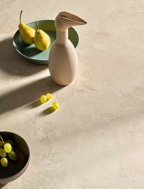 Alice Dune porcelain tiles with warm stone character