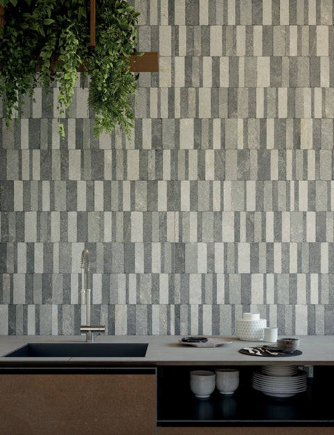 Ardenstone Block decorative porcelain tiles used on a kitchen wall