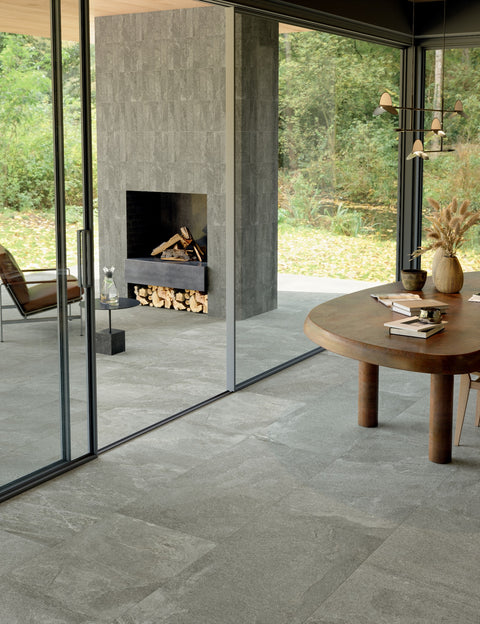 Ardenstone Mineral porcelain tiles in a contemporary open-plan interior