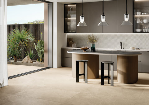 Milan Brera and Navigli porcelain tiles in a contemporary kitchen setting