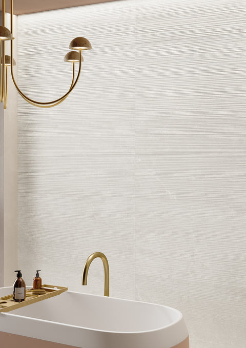 Milan Duomo textured porcelain wall tiles in a bathroom
