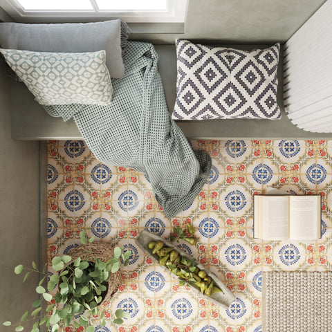 Wren Spice patterned tiles in a room